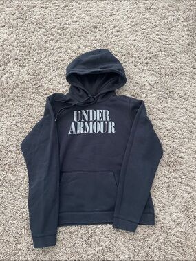 Under Armour Black Pullover Hoodie with White Front Logo